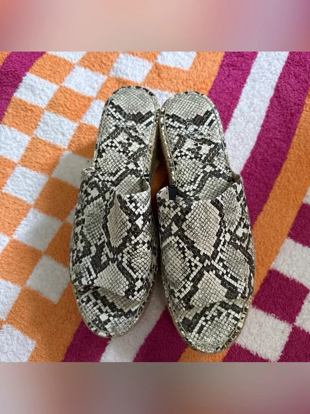 Charles By Charles David Snake-Print Espadrille Platform Mules - Black/White